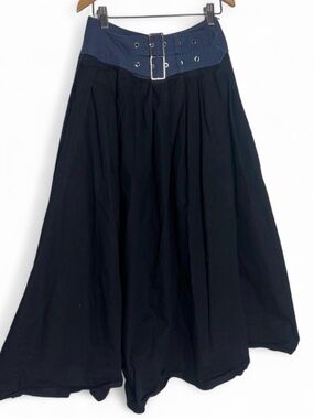 NWOT High-Rise Black Maxi Skirt with SILVER double Buckle Waistband